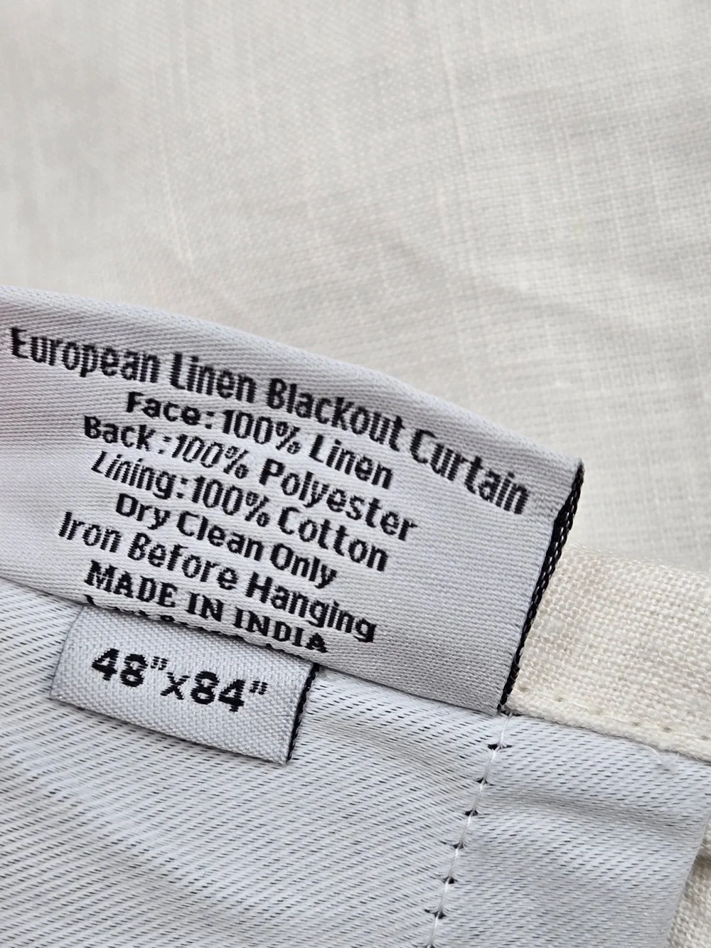 NWT QUINCE Set Of 2 48x84 European Linen True Blackout Curtains Cream 9352